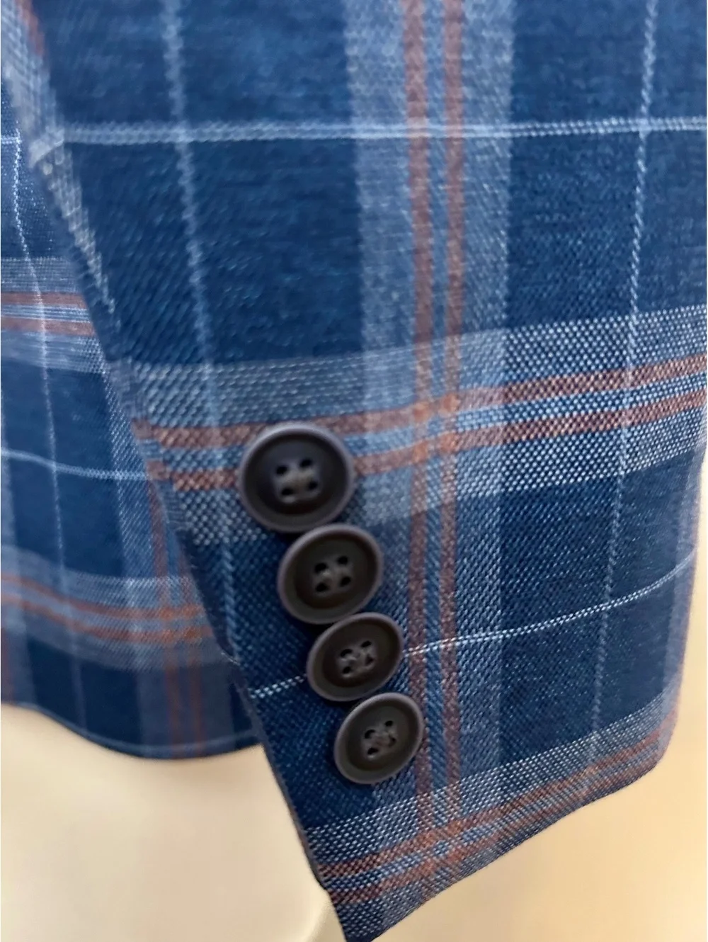 Nautica Mens Blazer 40R Modern Fit Blue Plaid Windowpane Sport Coat 2 Button
